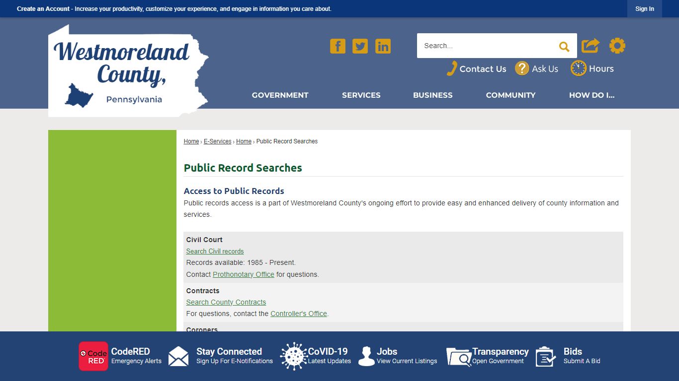 Public Record Searches | Westmoreland County, PA - Official Website