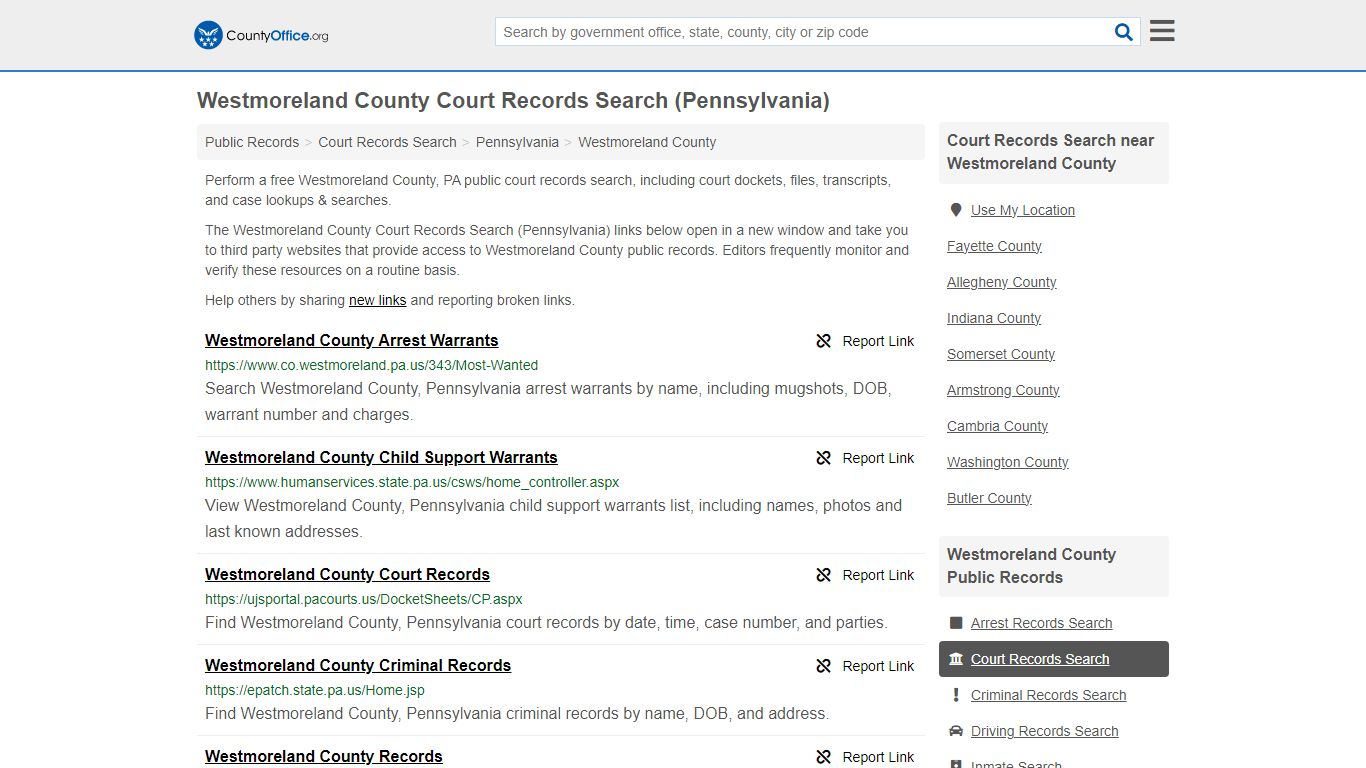 Westmoreland County Court Records Search (Pennsylvania) - County Office