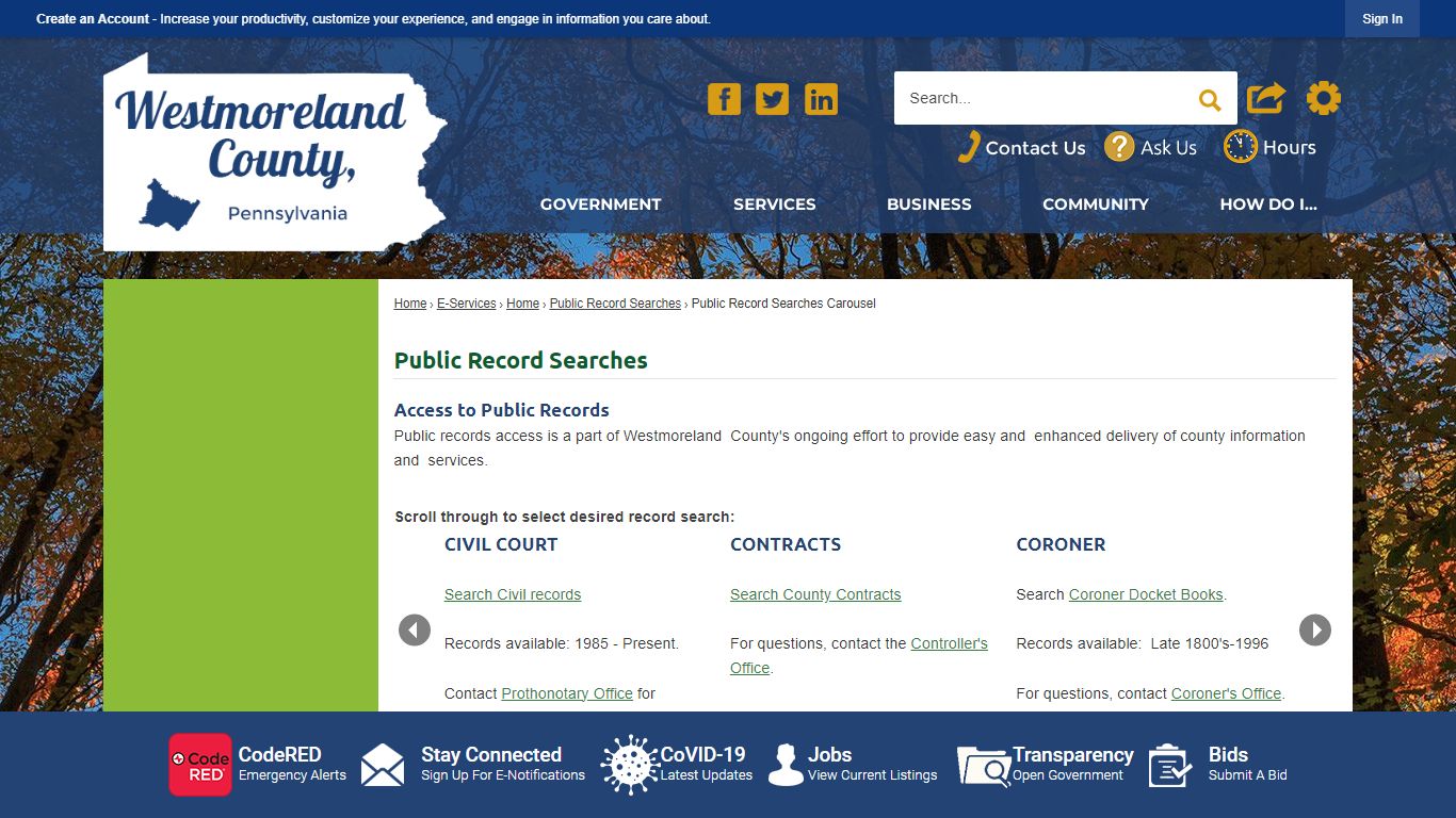 Public Record Searches - Westmoreland County, PA